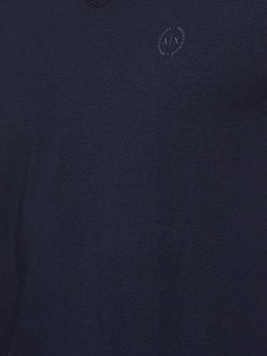 Armani Exchange Circle Logo V-Neck Camiseta, Azul (Navy 1510), Small para Hombre