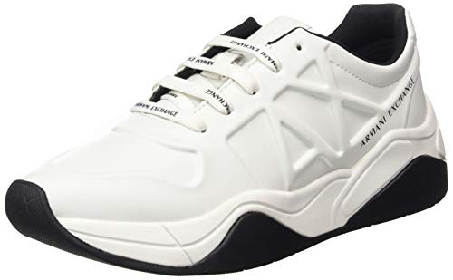 Armani Exchange Embossed Lace Up Sneaker, Zapatillas para Mujer, Blanco (Op.White 00152), 35.5 EU