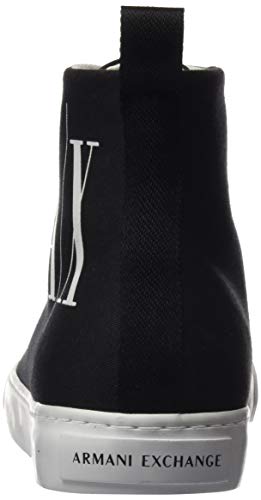 Armani Exchange High Top Cotton Sneakers, Zapatillas Altas para Mujer, Negro (Black+White Logo 00002), 37 EU