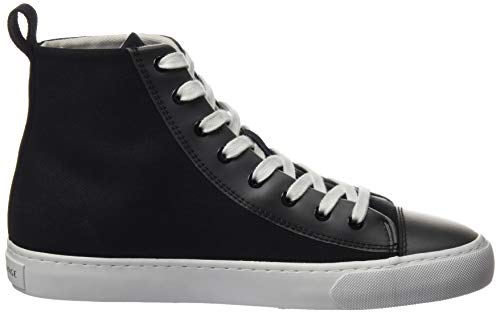 Armani Exchange High Top Cotton Sneakers, Zapatillas Altas para Mujer, Negro (Black+White Logo 00002), 37 EU