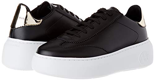 Armani Exchange Oversize Sole Sneakers, Zapatillas para Mujer, Negro (Black+Lt Gold R488), 41 EU