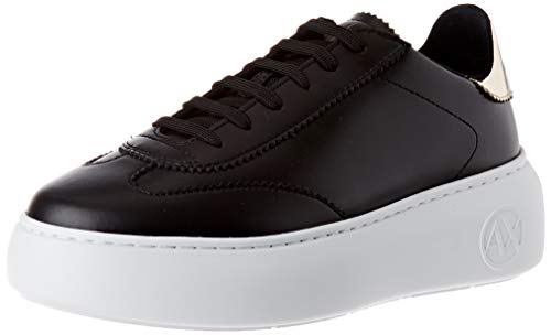 Armani Exchange Oversize Sole Sneakers, Zapatillas para Mujer, Negro (Black+Lt Gold R488), 41 EU