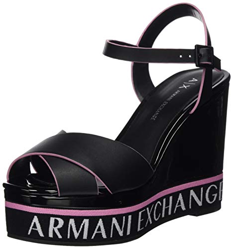 Armani Exchange Platform Wedges, Zapatos con Plataforma para Mujer, Negro (Black K001), 39 EU