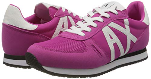 Armani Exchange Retro Running Sneakers, Zapatillas para Mujer, Rosa (Fuchsia Agate+White A287), 37 EU