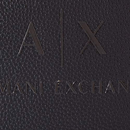 Armani Exchange - Small Flat Crossbody Bag, Bolso bandolera Hombre, Negro (Black/Gun Metal), 22.5x2x21 cm (B x H T)