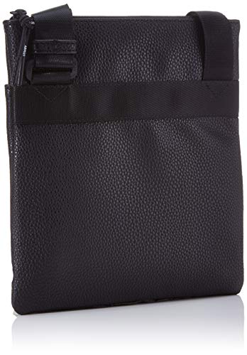 Armani Exchange - Small Flat Crossbody Bag, Bolso bandolera Hombre, Negro (Black/Gun Metal), 22.5x2x21 cm (B x H T)