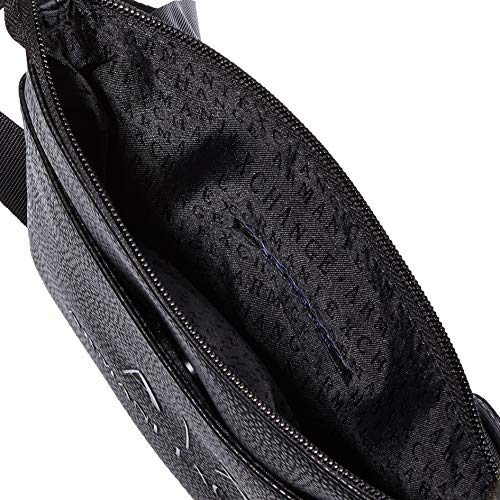 Armani Exchange - Small Flat Crossbody Bag, Bolso bandolera Hombre, Negro (Black/Gun Metal), 22.5x2x21 cm (B x H T)