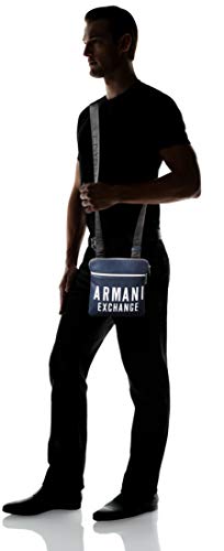 Armani Exchange - Small Flat Crossbody Bag, Bolso Hombre, Azul (Sargasso Sea), 10x10x10 cm (W x H L)
