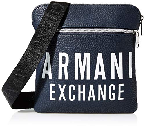 Armani Exchange - Small Flat Crossbody Bag, Bolso Hombre, Azul (Sargasso Sea), 10x10x10 cm (W x H L)