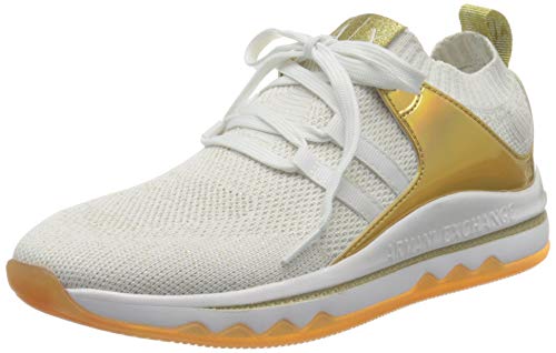 Armani Exchange Sock Sneakers, Zapatillas para Mujer, Blanco (White/Blue Gold R579), 38 EU
