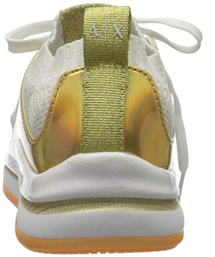 Armani Exchange Sock Sneakers, Zapatillas para Mujer, Blanco (White/Blue Gold R579), 40 EU