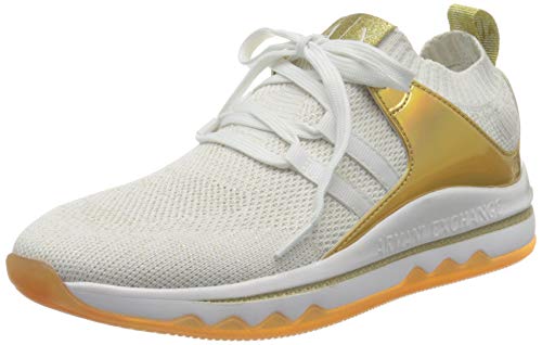 Armani Exchange Sock Sneakers, Zapatillas para Mujer, Blanco (White/Blue Gold R579), 40 EU