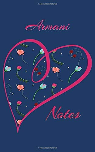 Armani Notes: Personalized Journal with Her Name (Heart/Flower Design on Navy Blue)