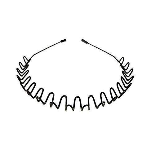 Aro de pelo negro onda primavera banda multiestilo unisex flexible diadema accesorios para mujeres hombres (paquete de 1)