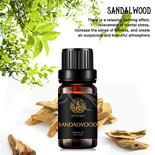 Aromaterapia Aceite esencial de sándalo, aceites de fragancia de sándalo puro 100% para difusor, humidificador, masaje, aromaterapia, hogar, aroma de sándalo de aceite esencial, 0,33 oz - 10 ml