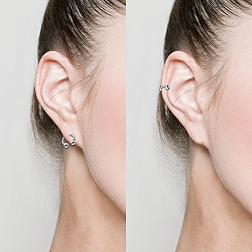 Aroncent Pendientes de Aro de Acero Inoxidable Quirúrgico con Bola para Hueso Oído Nariz Aretes para Oreja de Moda Joyería de Cuerpo para Hombre Mujer Unisex 6-8PCS (Negro)