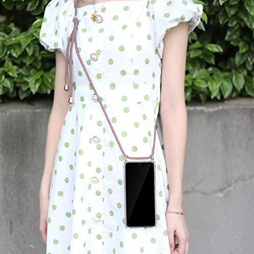 AROYI Funda con Cuerda para Samsung Galaxy Note 20 Ultra, Carcasa Transparente TPU Silicona Case con Colgante Ajustable Correa de Cordón para Samsung Galaxy Note 20 Ultra Oro Rosa