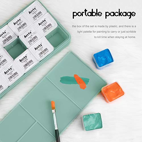 Arrtx Gouache Pintura Set, 18 colores x 30ml Diseño único de taza de gelatina con estuche portátil paleta, perfecto para pintura acrílica, graffiti y más, ideal para estudiantes, artistas (Primavera)