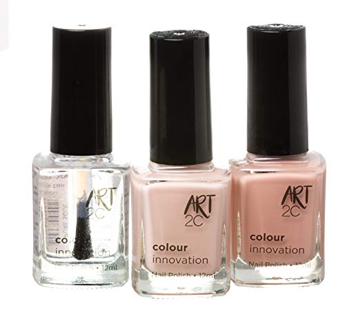 Art 2C - Esmaltes de uñas clásicos en tonos innovadores, 3 unidades de 12 ml, 3 tonos nude