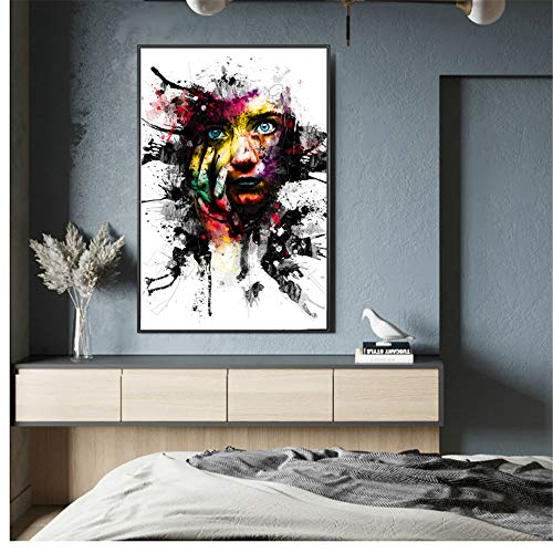 Arte de la pared de la lona Arte abstracto de la pintada Girs Cara Pinturas de la lona en la pared Carteles del arte Imágenes del arte para el hogar Decorativo 11.8 "x17.7" (30x45cm) Sin marco