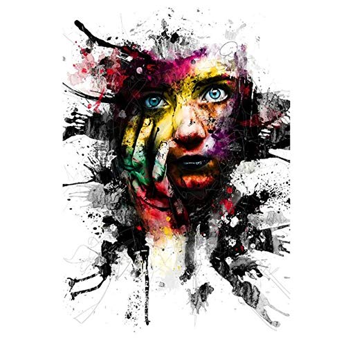 Arte de la pared de la lona Arte abstracto de la pintada Girs Cara Pinturas de la lona en la pared Carteles del arte Imágenes del arte para el hogar Decorativo 11.8 "x17.7" (30x45cm) Sin marco