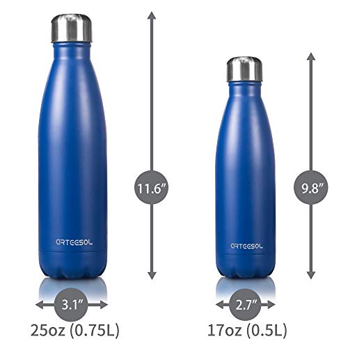 arteesol Botella de vacío de Acero Inoxidable, Botella de Agua con Aislamiento de Vacío de Doble Pared Libre de BPA a Prueba de Fugas-350/500/750/1000ml para Deportes, Viajes, Escuela, Oficina