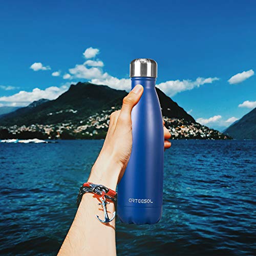 arteesol Botella de vacío de Acero Inoxidable, Botella de Agua con Aislamiento de Vacío de Doble Pared Libre de BPA a Prueba de Fugas-350/500/750/1000ml para Deportes, Viajes, Escuela, Oficina