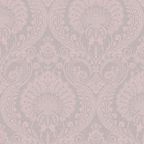 Arthouse 910306 910306-Papel pintado de damasco con texturas metálicas, color rosa oscuro, Full Roll
