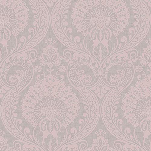 Arthouse 910306 910306-Papel pintado de damasco con texturas metálicas, color rosa oscuro, Full Roll
