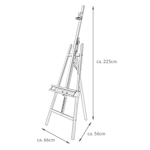 Artina - Caballete de Madera Barcelona - Madera Maciza Altura MAX. Lienzo: 120 cm - Altura: 225 cm - Caballete de Estudio