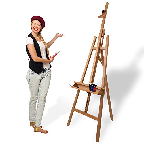 Artina - Caballete de Madera Barcelona - Madera Maciza Altura MAX. Lienzo: 120 cm - Altura: 225 cm - Caballete de Estudio