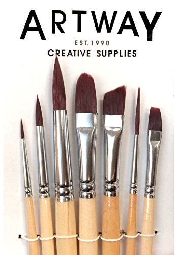 Artway - Set de 7 Pinceles de Pintura - Redondos, Plano, de Lengua de Gato, delineador y Chisel - Nailon - 1 Unidad