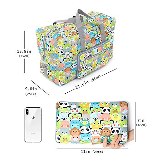 Arxus Bolso Grande de Viaje Plegable en la Bolsa de Viaje con Equipaje y Correa para el Hombro (Huella Animal)