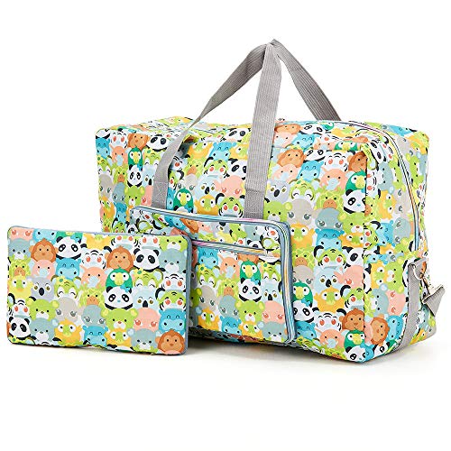 Arxus Bolso Grande de Viaje Plegable en la Bolsa de Viaje con Equipaje y Correa para el Hombro (Huella Animal)
