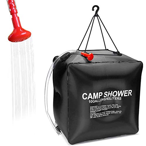 ASANMU Bolsa De Ducha de Acampada, 40 litros Bolsa de Ducha Solar Portatil Bolsa de Ducha Al Aire Libre para Agua Calentar Solares, Ducha de Camping para Jardín, Acampada, Senderismo y Escalada