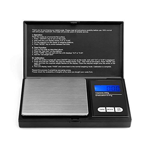 Ascher 200X0.01G, Balanza de Bolsillo Digital, Digital de Bolsillo Para Joyería/Cocina con Pantalla LCD