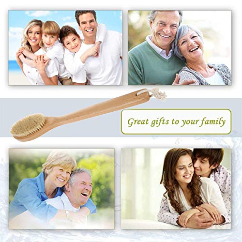 ASEOK Cuerpo Cepillo,Cepillos de Cuerpo,Cepillo de baño,Cepillo Espalda Ducha,Depurador de Espalda con Cerdas Naturales y Mango Largo - para Exfoliación de la Piel Seca