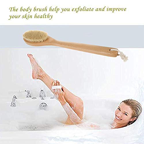 ASEOK Cuerpo Cepillo,Cepillos de Cuerpo,Cepillo de baño,Cepillo Espalda Ducha,Depurador de Espalda con Cerdas Naturales y Mango Largo - para Exfoliación de la Piel Seca