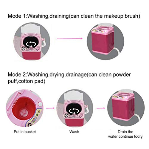 AShangMao Mini Beauty Blender Lavadora, Maquillaje Cepillo Limpiador Spinner Machine, Multifuncional Mini Kids Electric Lavadora Juguete Belleza Esponja Cepillos Lavadora (Negro)