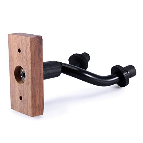 Asmuse Soporte Guitarra pared de 2pcs Colgador Guitarra Guitar Hook Hanger Wall Mount Hook Natural Hardwood para Guitarra Eléctrica Acústica Bajo Sajona Ukulele Violín Mandolina (Nogal Negro)