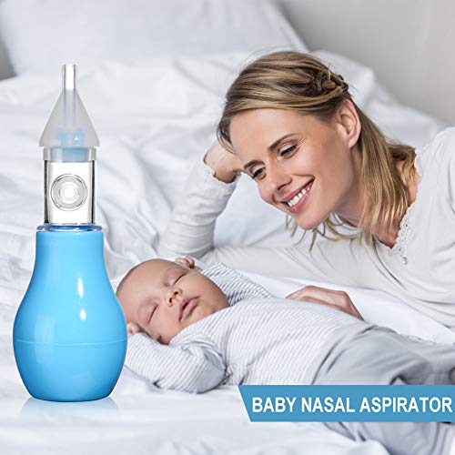 Aspirador Nasal, Limpiador Nasal Bebe, Bebé Aspiración Mucosa Succión Reutilizable, Mejor Para alivio de la congestión nasal infantil, 100% seguro mocos limpiador(rosa+ Azul)