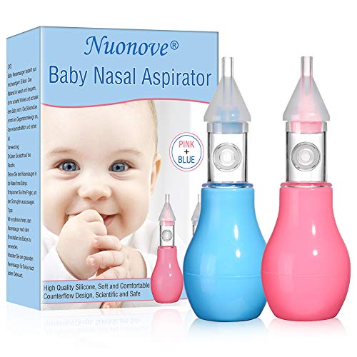Aspirador Nasal, Limpiador Nasal Bebe, Bebé Aspiración Mucosa Succión Reutilizable, Mejor Para alivio de la congestión nasal infantil, 100% seguro mocos limpiador(rosa+ Azul)