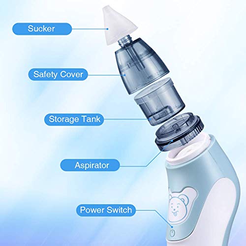 Aspirador nasal, Uman® 2 en 1 limpiador de nariz eléctrico para bebé y removedor de cera del oído con 4 boquillas de lechón reutilizables para recién nacidos, niños pequeños y bebés
