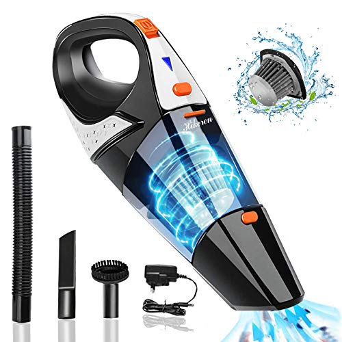 Aspiradora de Mano, 7000Pa Aspiradora de Mano Sin Cable Potente, Aspirador Mano Sin Cable para Seco y Húmedo, Batería de 2500mAh, Filtro de Acero Inoxidable, Accesorios Completos para Hogar y Coche