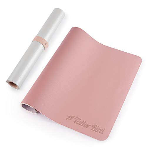 AtailorBird Doble Cara Alfombrilla de Escritorio,Impermeable Cuero PU Estera del Escritorio,Alfombrillas de Ratón 800x400x2mm Grande Alfombrilla Mesa la Oficina y el Hogar(Rosa-Plata)