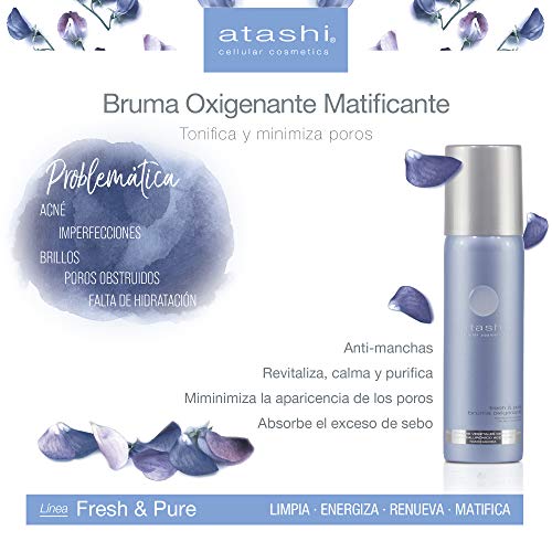 Atashi Fresh & Pure - Bruma Oxigenante Matificante | Refresca, Hidrata, Calma y Equilibra la piel | Rápida absorción | 60ml