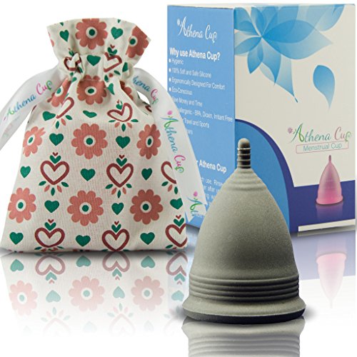 Athena Copa Menstrual – La copa menstrual más recomendada - Incluye una bolsa de regalo - Talla 1, Negro liso - ¡Ausencia de pérdidas garantizada!