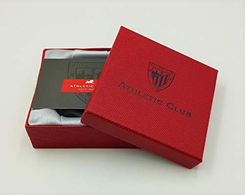 Athletic Club Bilbao Pulsera Oficial Piel Negra Trenza Doble con Detalles Rojos y Cierre Negro, Grabado Escudo y Letras