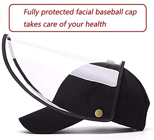 ATian Gorra de béisbol Facial de protección Completa de Seguridad Sombrero Protector de Ojos Gorra de Aislamiento Desmontable y Ajustable para Anti-Saliva, Anti-escupir y Negro de Sol