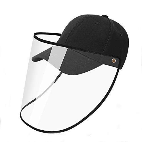 ATian Gorra de béisbol Facial de protección Completa de Seguridad Sombrero Protector de Ojos Gorra de Aislamiento Desmontable y Ajustable para Anti-Saliva, Anti-escupir y Negro de Sol